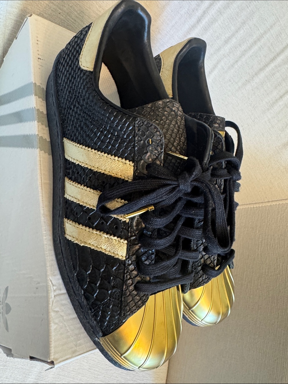 NWT ADIDAS Black & Gold Shell-Toe Sneakers- Special Edition